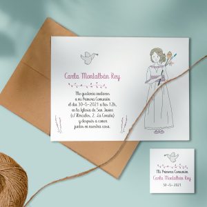 Serie Flores y Paloma - Invitación Comunión