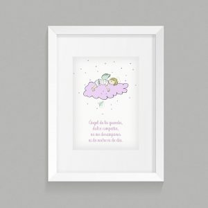 Cuadro pequeño Ángel de la Guarda - rosa